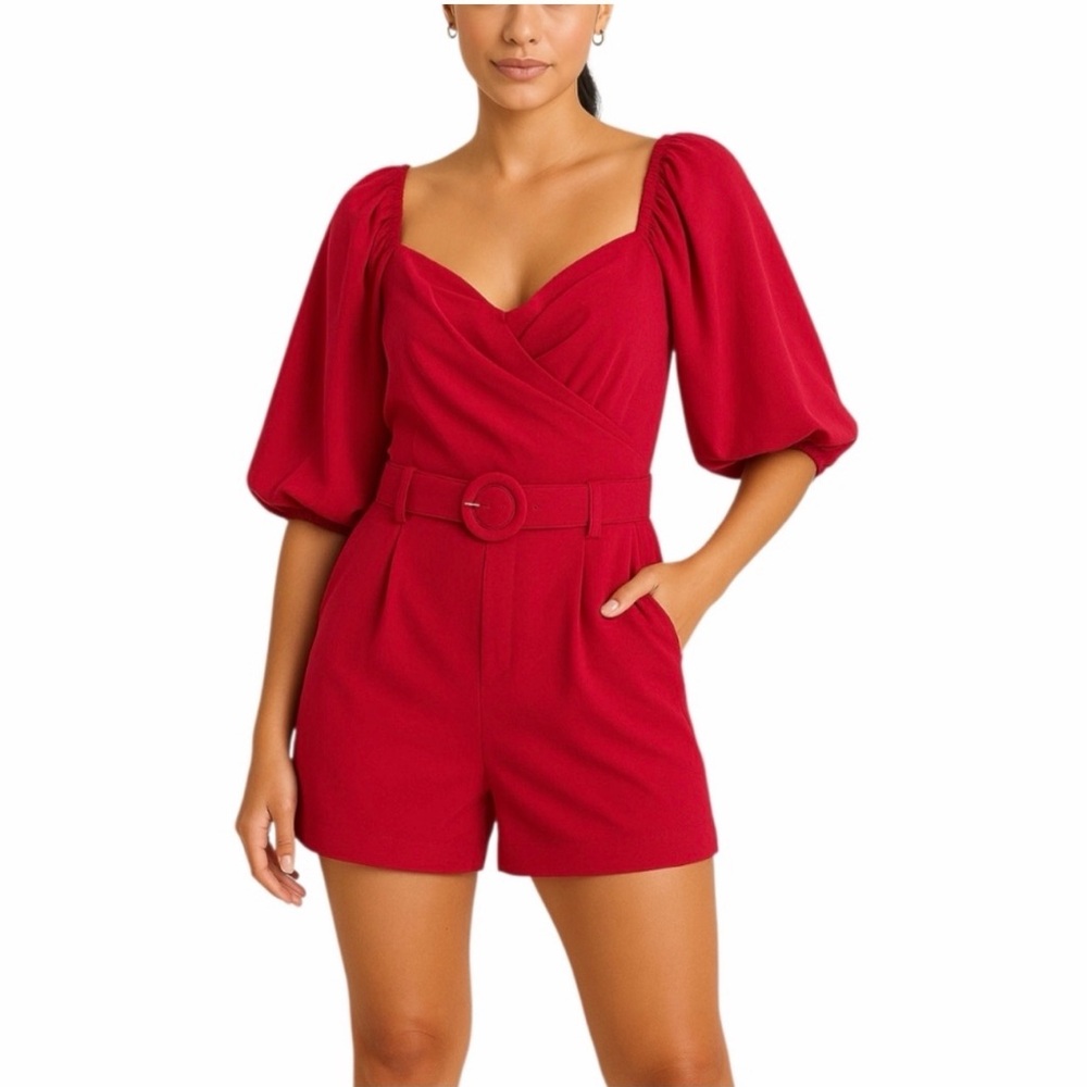 NWT Choosy Elegant Magenta Romper  with Belted Waist